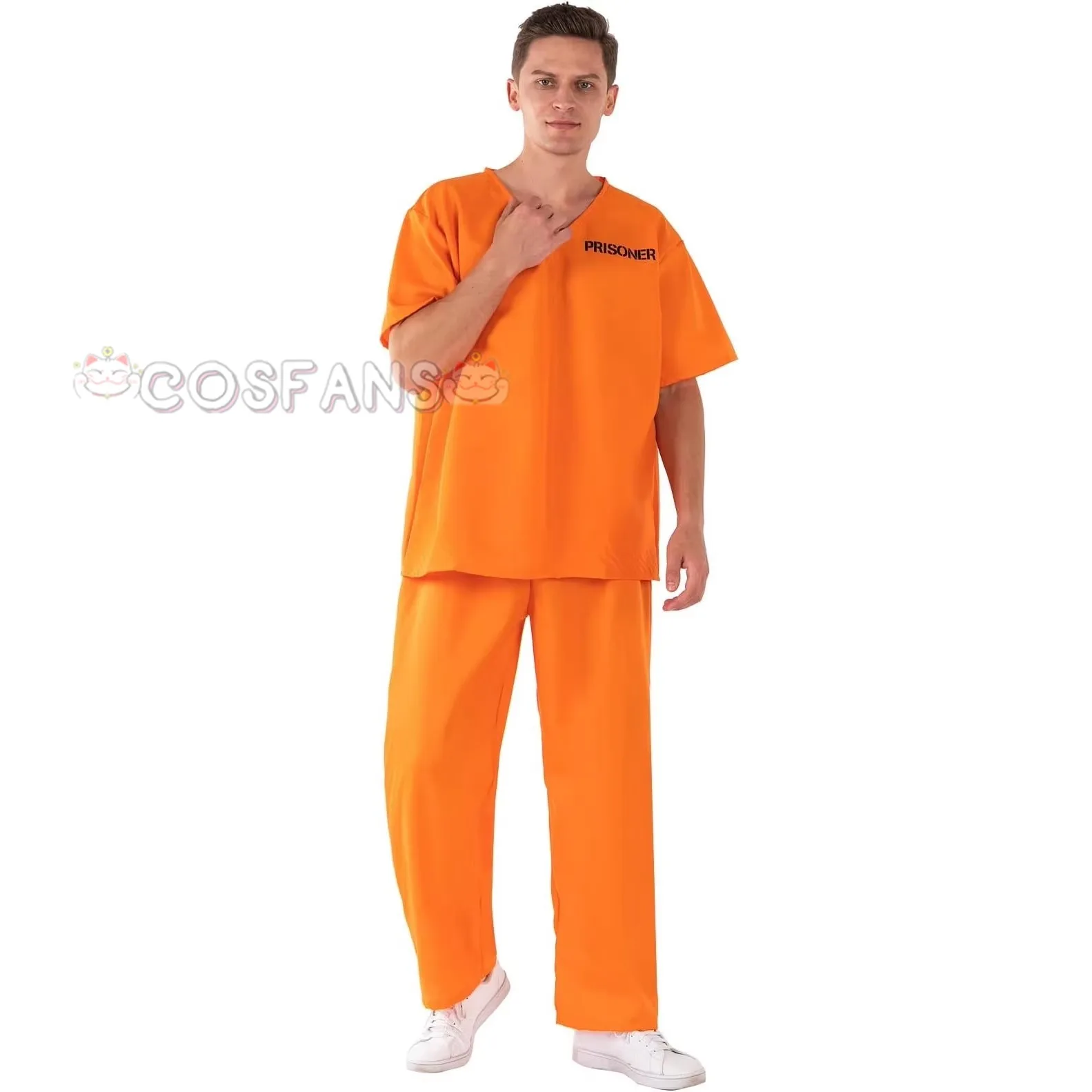 زي تنكري للهالوين المحترم للجنسين للبالغين من الجنسين، بدلة سجين برتقالية، ملابس جيل بيرد للرجال والنساء