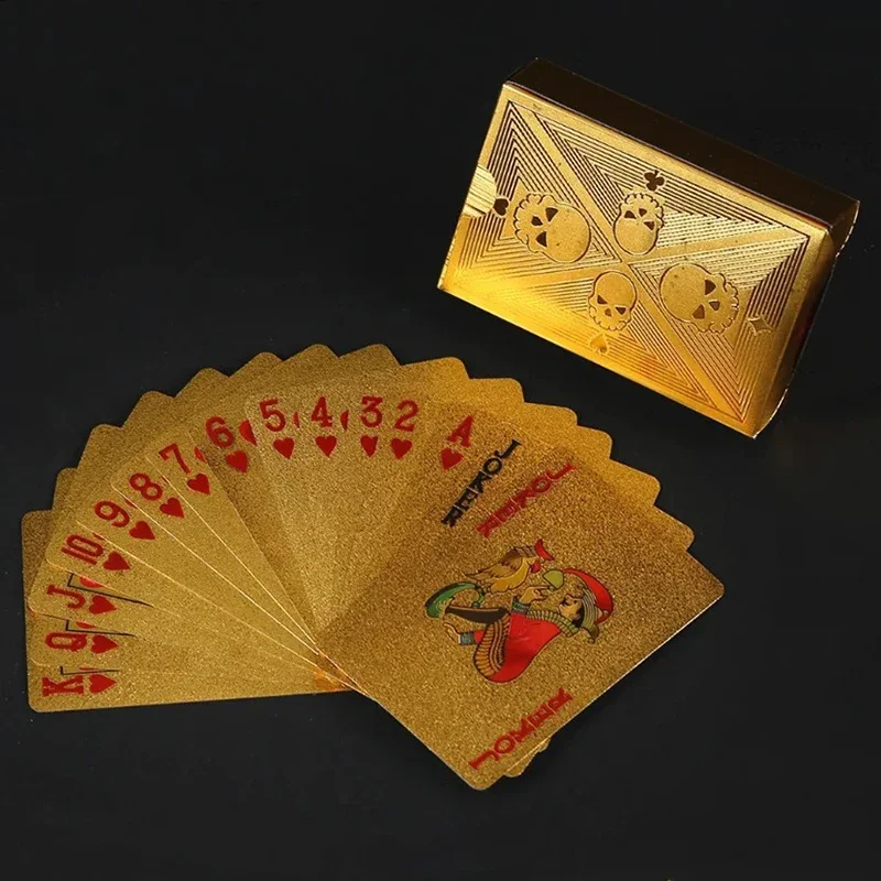 Gold Foil Skull Poker Cards Waterproof PVC Plastic Magic Cards For Gambling Board Game Washable Flexible Use Playing Cards Color