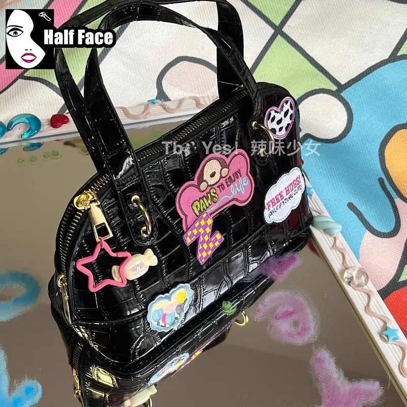 Y 2K Pittige Meisjes Harajuku Womens Gothic Punk Lente Zomer Nieuwe Stijl Hondenbot Één Schouder Lolita Mini Crossbody Shell Tassen Draagtas