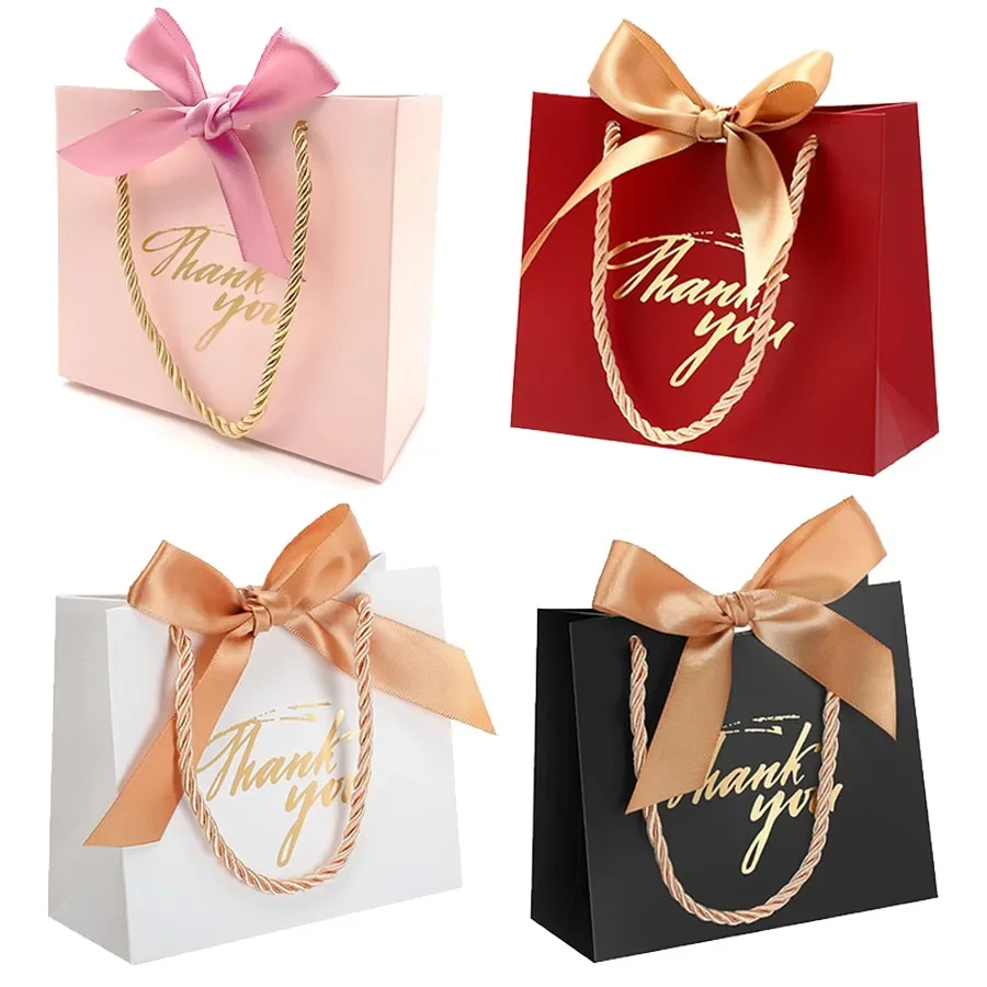 6 Stück Dankeschön-Geschenk-Papiertüten, rosa, weiß, rot, schwarz, Geschenkverpackungsbeutel für Hochzeit, Brautparty, Geburtstag, Junggesellenabschied, JXB – Detail 1