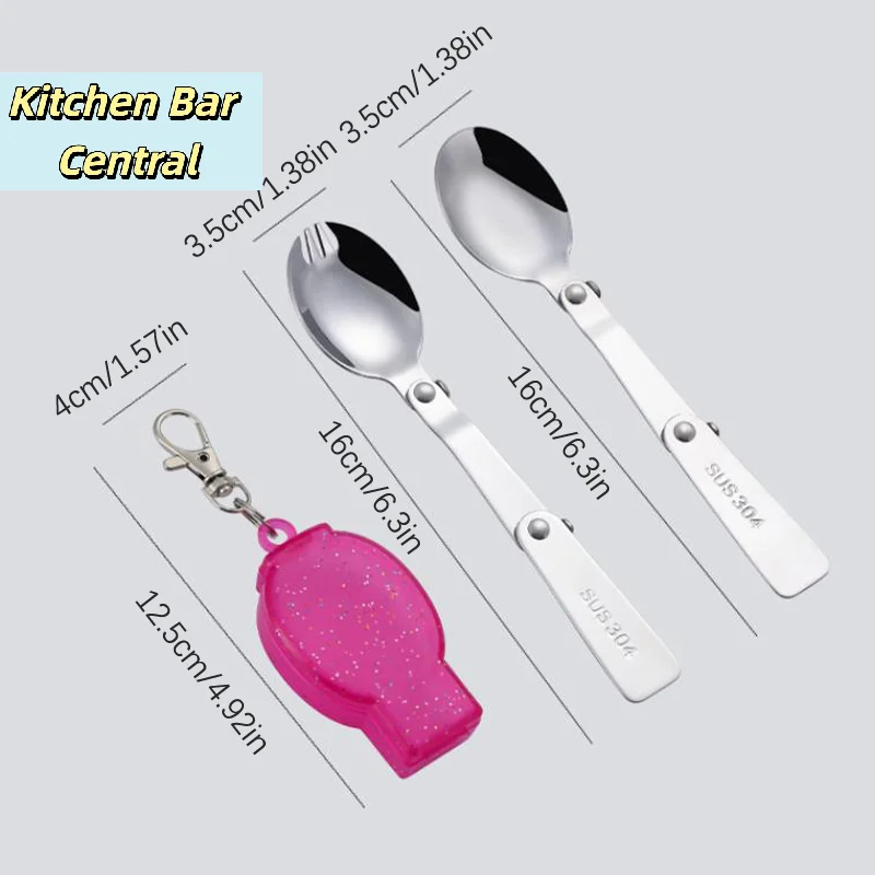 【Stainless Steel Folding Spoon Outdoor Portable Travel 3-Fold Spoon Fork Folding Spoon Tableware Kitchen Gadgets】
