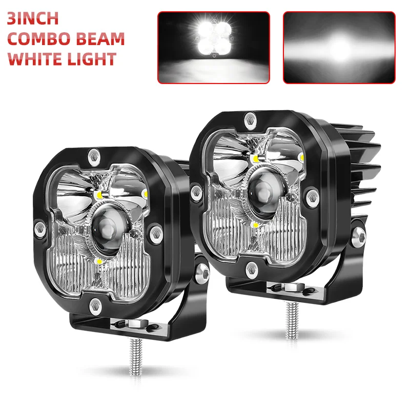 

UNI-SHINE 3 inch LED Car Light Spot and Flood Beam 6000K 3000K Square Driving Spotlight For Off Road 4x4 Tractor Truck 12V 24V