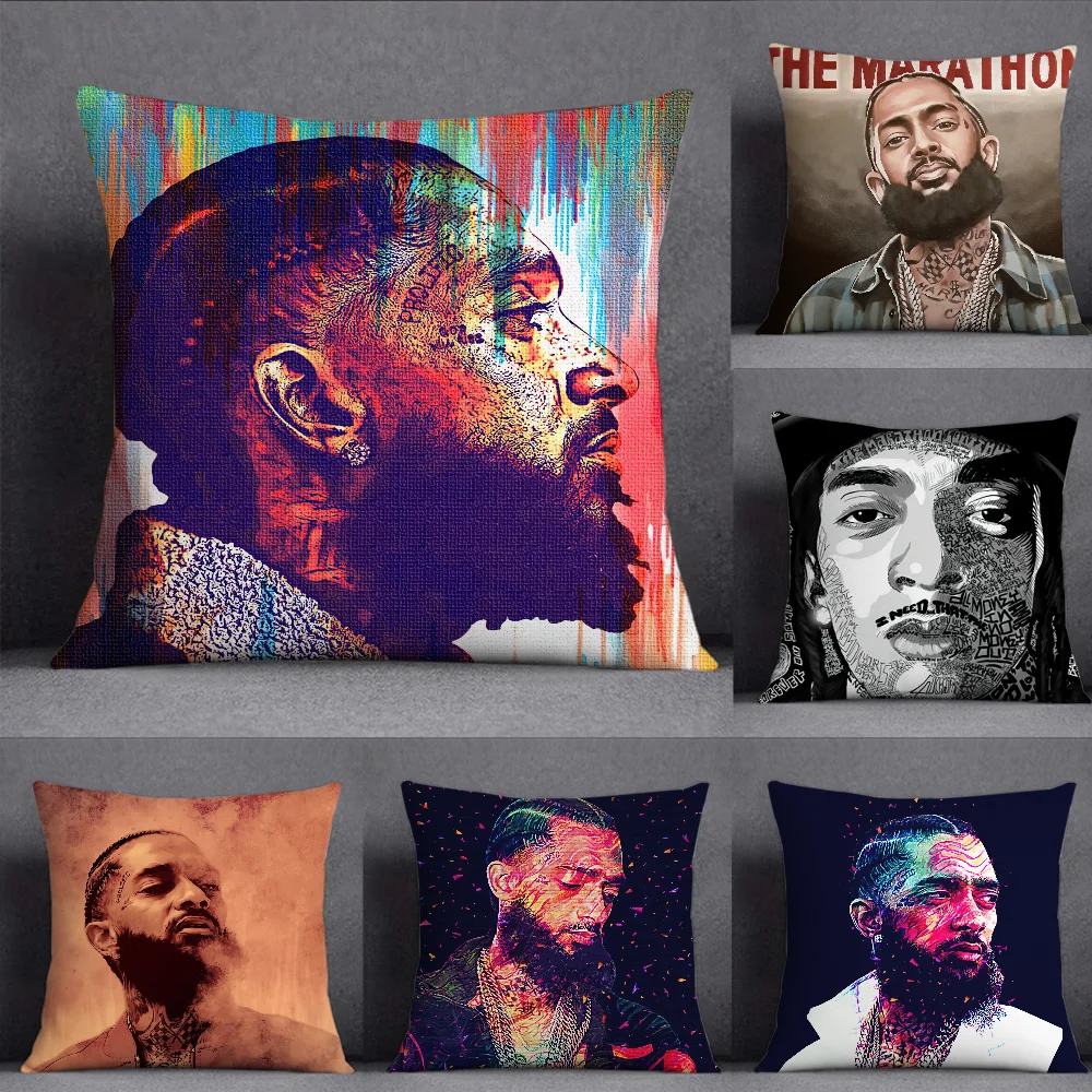 Rapper N-Nipsey H-Hussle Victory Lap Pillow Case Square Double-Sided Printing Short Plush Sofa Cushion Cover Bedside Pillow