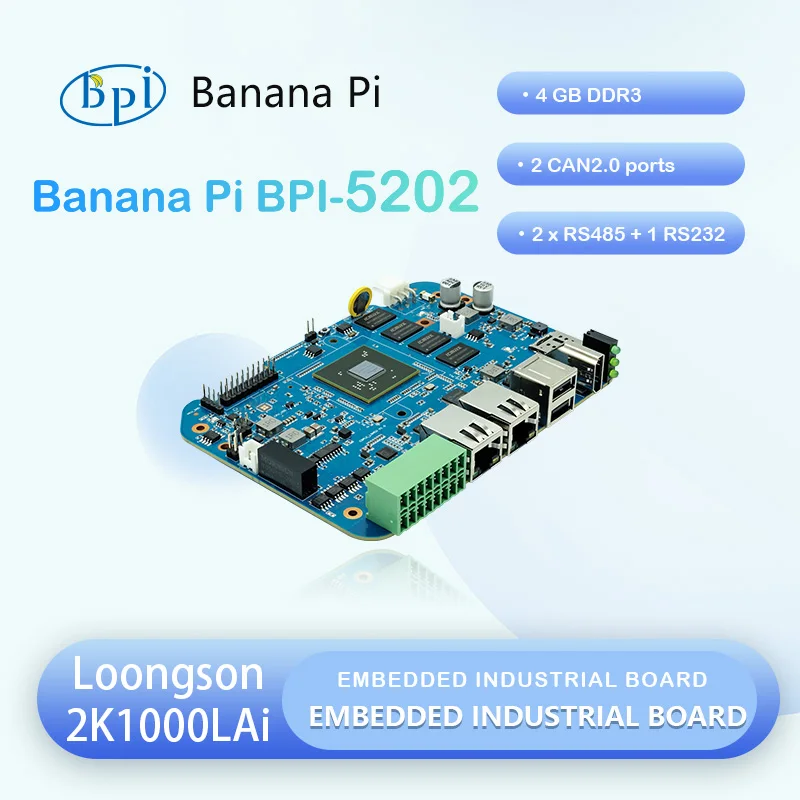 

Banana Pi BPI-5202 Loongson 2K1000LA 2 RS485 ports 1 RS232 ports and 2 CAN2.0 ports Embedded Single Board Industrial Computer