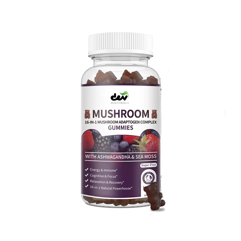 

Mushroom Gummies, 10 Times Mushroom Supplement Complex, Containing Lion Mane And Cordyceps, Supporting Immune
