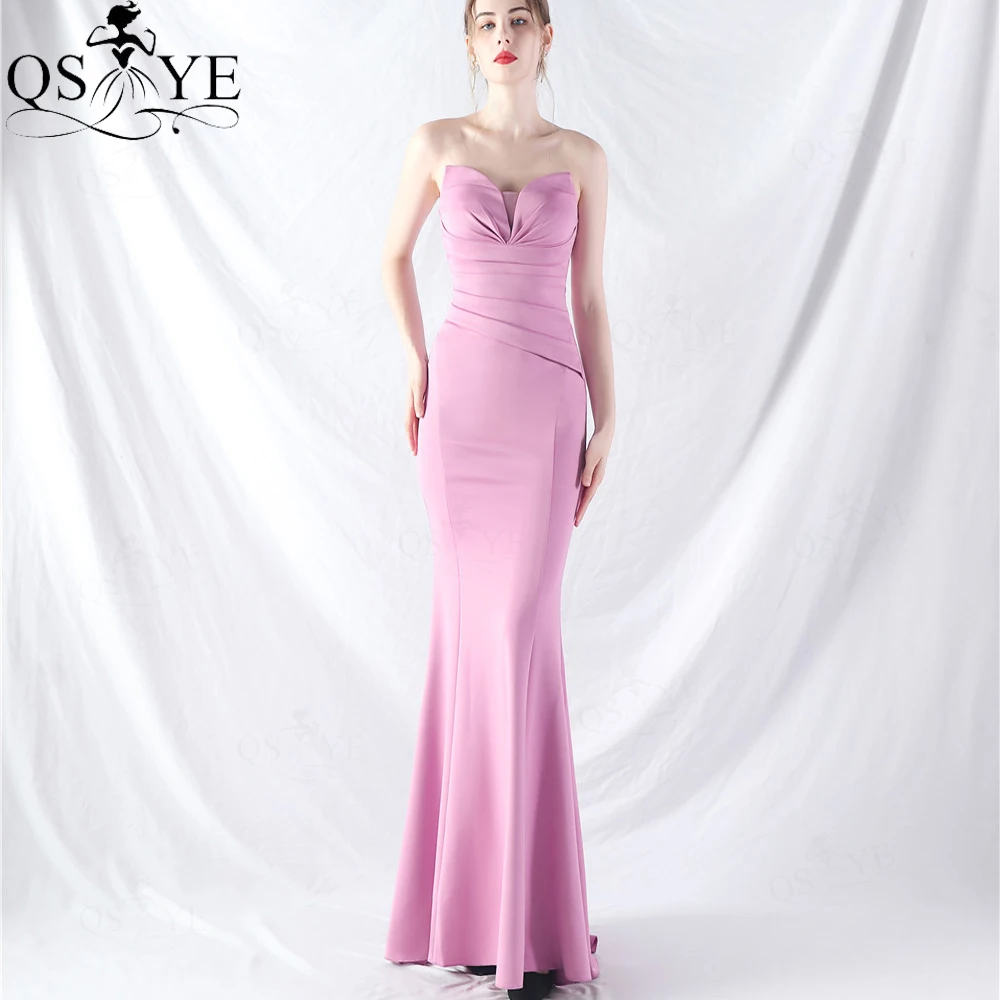 

QSYYE Full Mermaid Hot Pink Long Prom Dress 2024 Elastic Ruched Evening Dresses Off Shoulder V neck Hot Pink Party Formal Gown