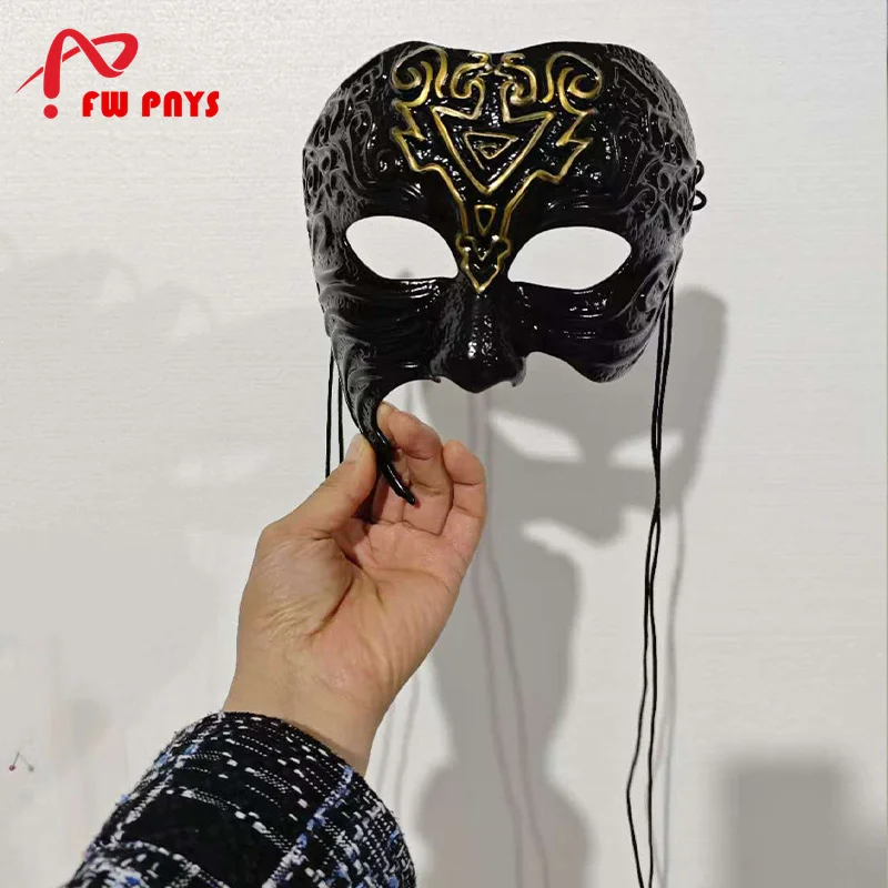 Resin Halloween Movie Mask Mysterious Man Ancient Xiashi Half Face Mask Masquerade Party Dress Up Carnival Gift
