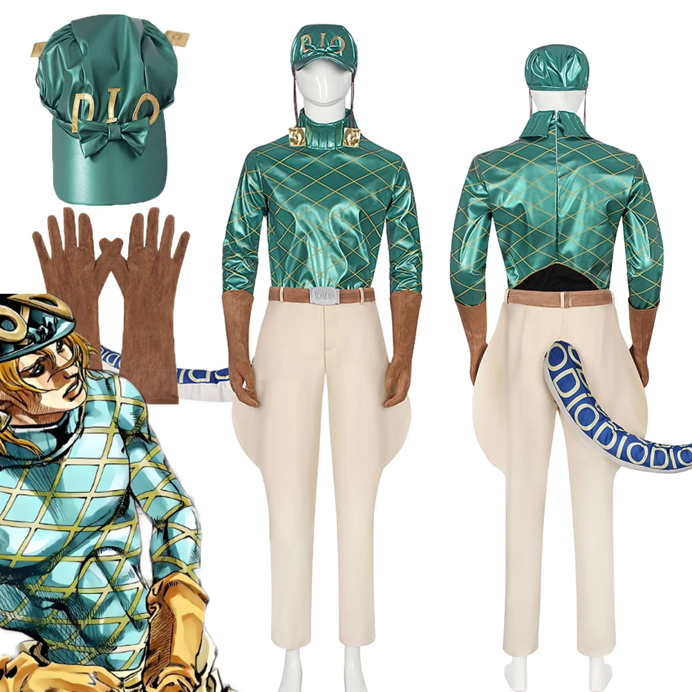 

Костюм для косплея Дизайна Дидго Брандо из «Безумных приключений» (Джой-Джой), зеленый комплект одежды, наряд, шляпа, для Хэллоуина, ролевых игр, карнавала