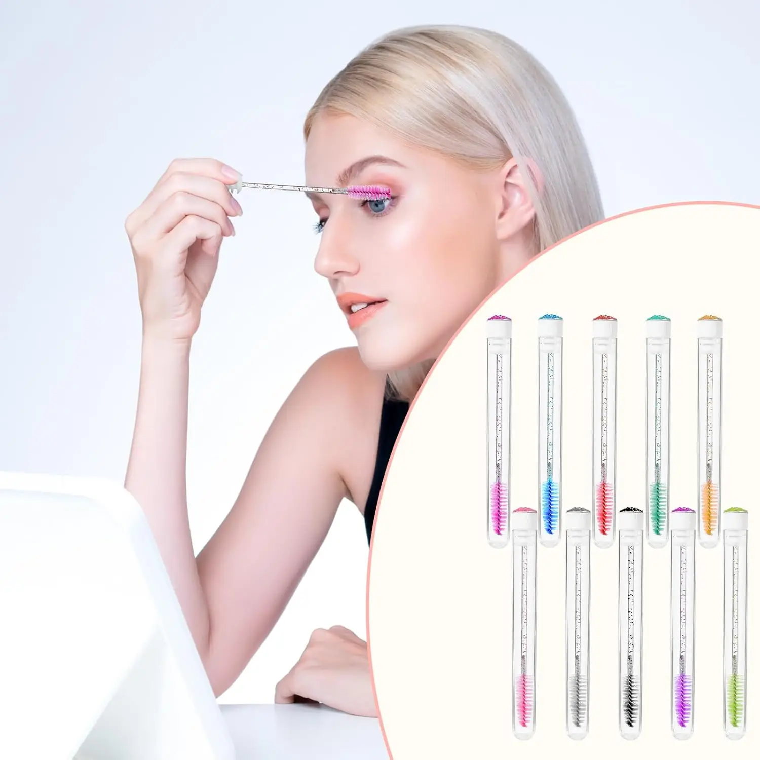 20 قطعة من سبويل الرموش القابلة لإعادة الاستخدام مع أنبوب، فرش رموش ماسية ملونة للرموش للحواجب، تمديد الرموش #3