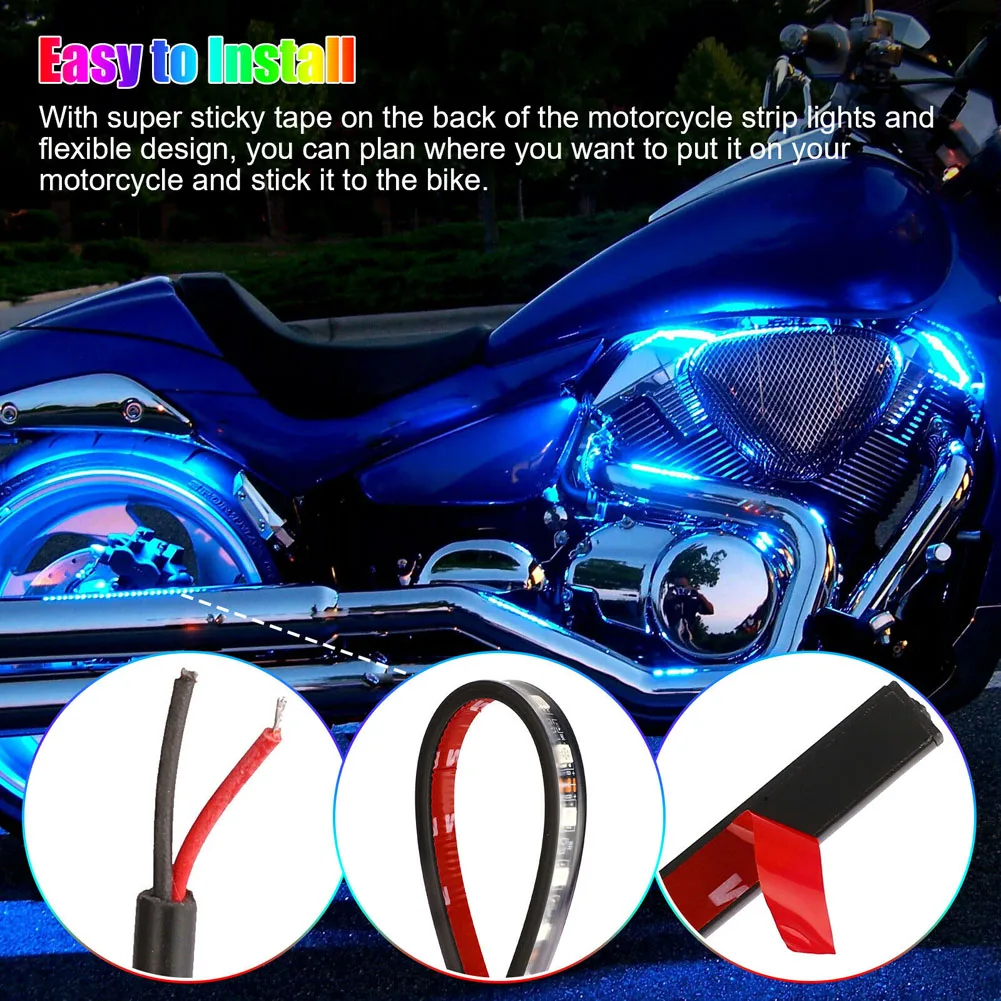 Motorcycle Chassis Atmosphere Lights Motor Vehicle Decorative Neon Light Strip Night Range Bluetooth APP Control Warning Light