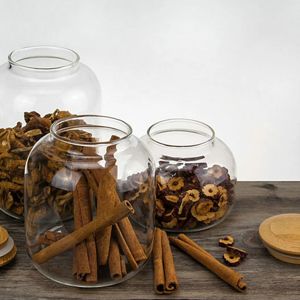 

900 Ml Lid Grain Container Glass Storage Tank Jars Grain Container Spice Holder Transparent Kitchen Vessel