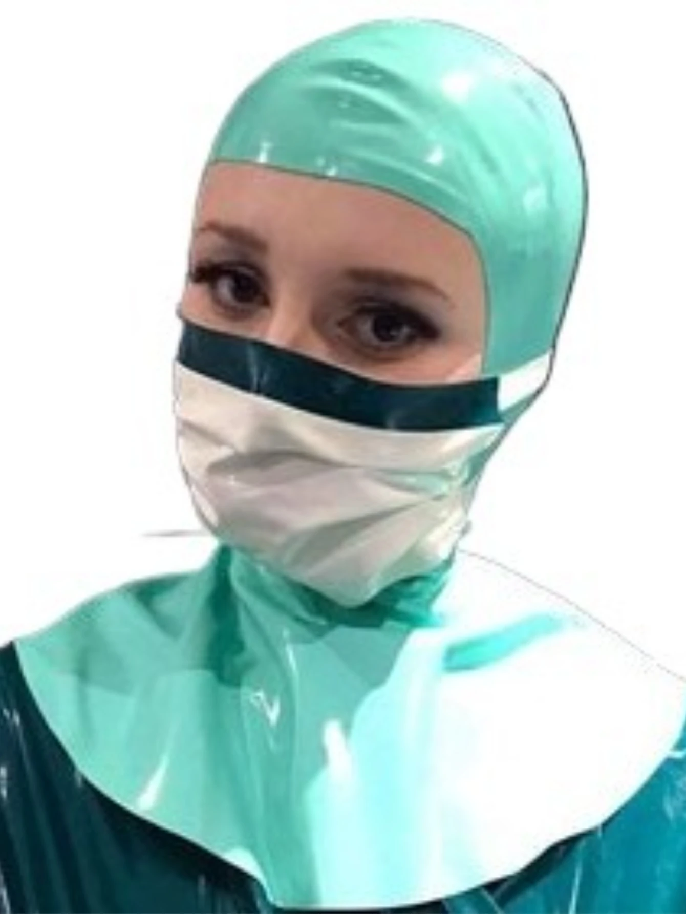 

latex hood nurse mask doctor surgery costume hangers fetish including breathing gag with rear zipper