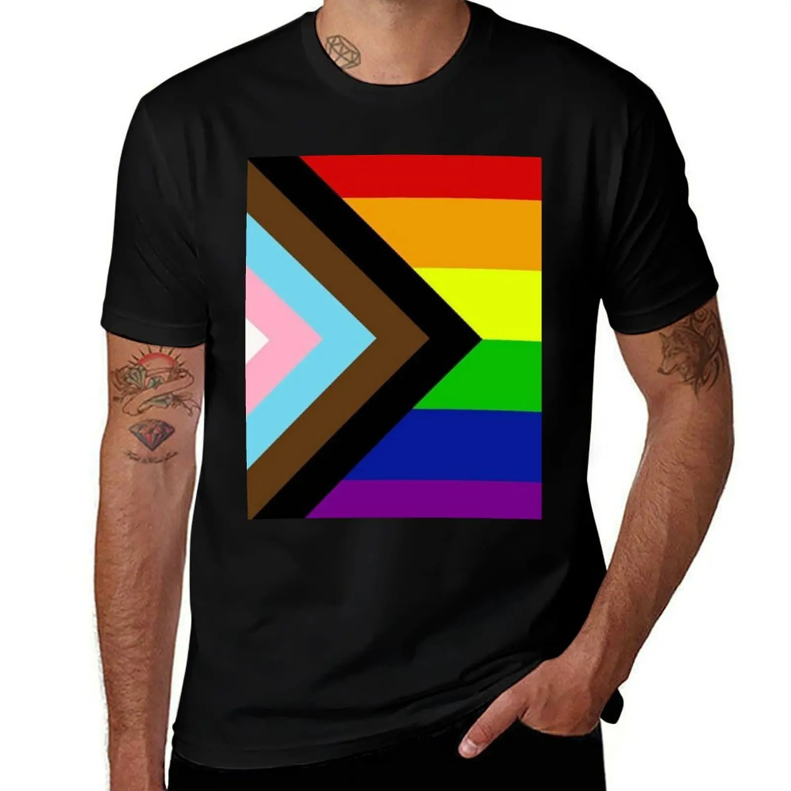 Progress Pride Flag T-Shirt graphic t shirt vintage for a boy quick drying men clothing