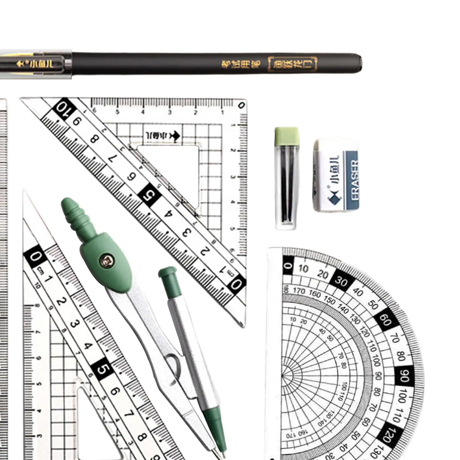 مجموعة مسطرة الرياضيات الهندسية مع أداة رسم متعددة الوظائف منقلة وبوصلة لمكتب دراسة الطلاب #3