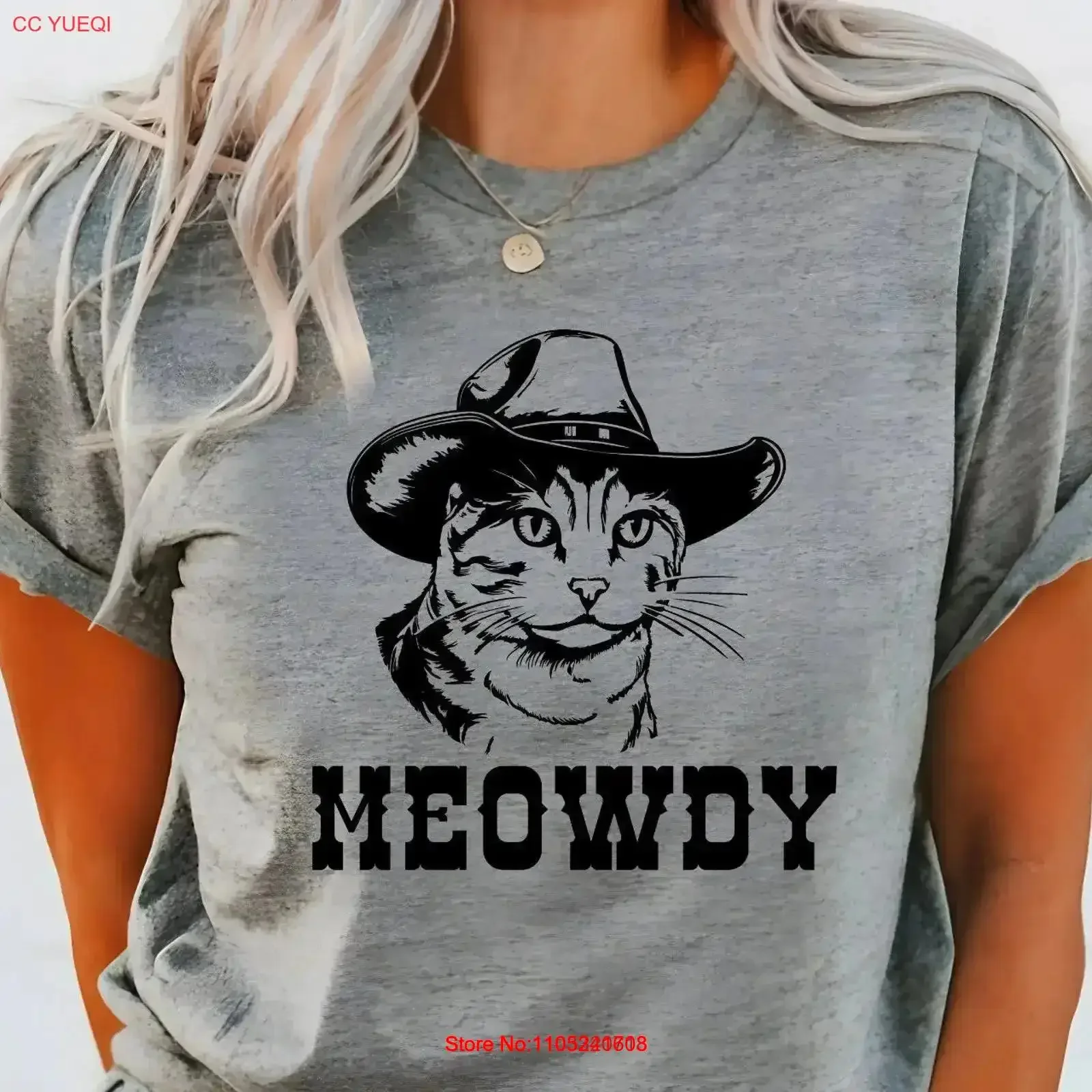 Meowdy Partner T Shirt Funny for Women CaT Cowboy Western Lover vintage Washed Slightly Comfortable Top Everyday Wear vintage