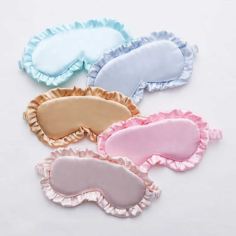 Silk Ruffle Sleep Eye Mask Soft Sleeping Eye Covers Multicolor Night Dream Blackout Eye Patches for Woman Man to Sleep Better