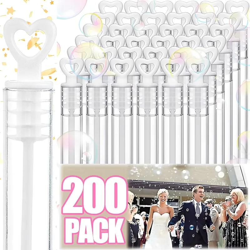 Botellas de jabón de burbujas vacías, Mini tubo con forma de corazón de amor, varita de burbujas, regalo de boda para invitados, decoración de fiesta de cumpleaños, juguetes para niños, 10/200 Uds.