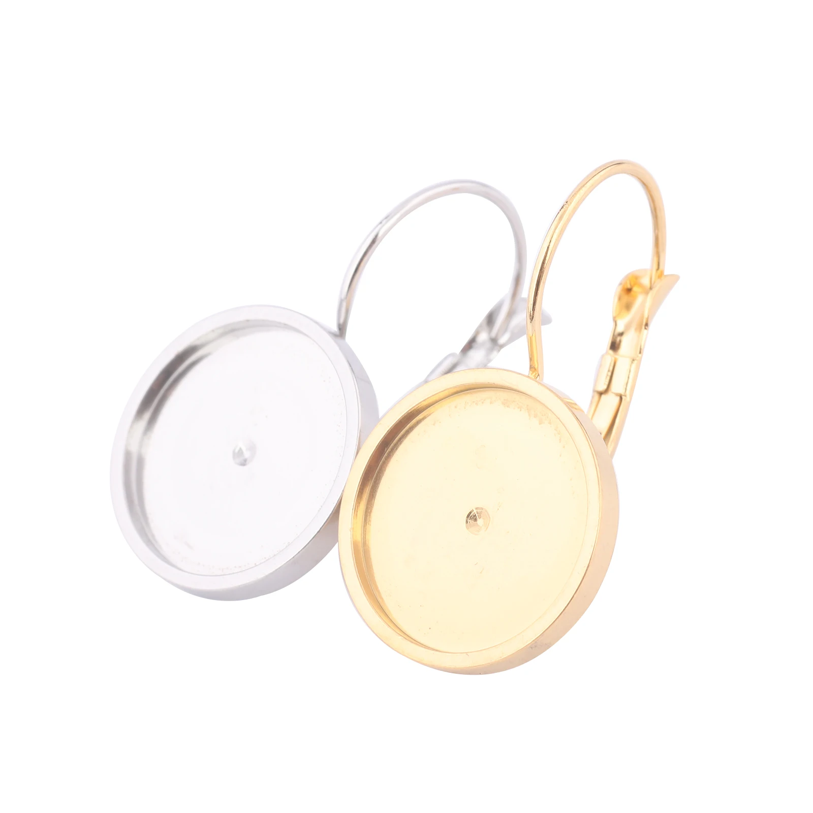 

10 шт., подходят для сережек из нержавеющей стали 14 мм, кабошон, заготовки для основы, позолоченные серьги с рычагом «сделай сам», безель, фурнитура для установки