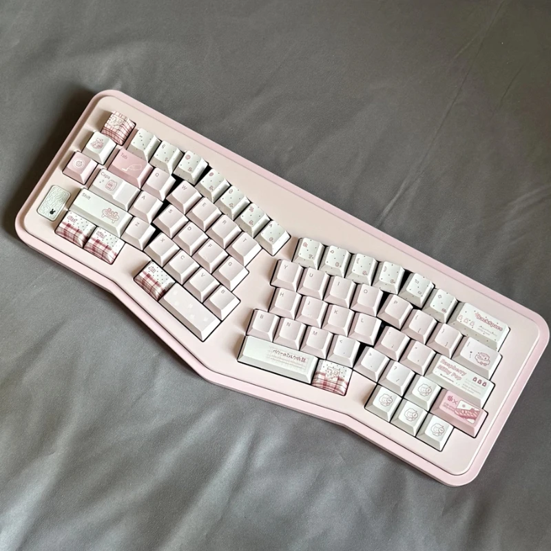 Raspberry Milk Theme Keycaps Set Cherry Profile Custom Original Handmade Sublimation for Cross Switch Keyboard Accessories DIY