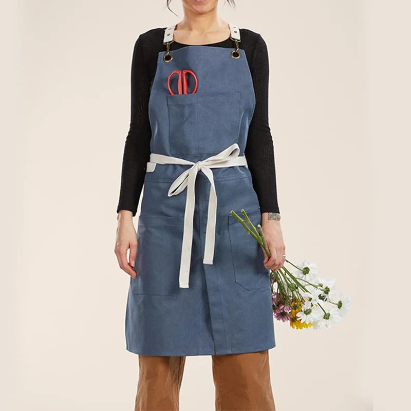 

Прочный фартук из плотной парусины с разрезами по низу, множеством карманов и регулируемыми перекрестными лямками для работы с цветами, садоводства, мастерской и кулинарии