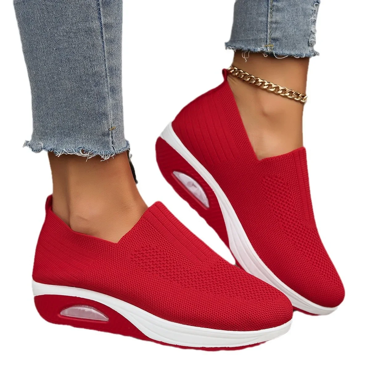 Scarpe da passeggio da donna cuscino d'aria scarpe ortopediche antiscivolo muli con plateau da donna Sneakers da donna con zeppa traspirante 2024