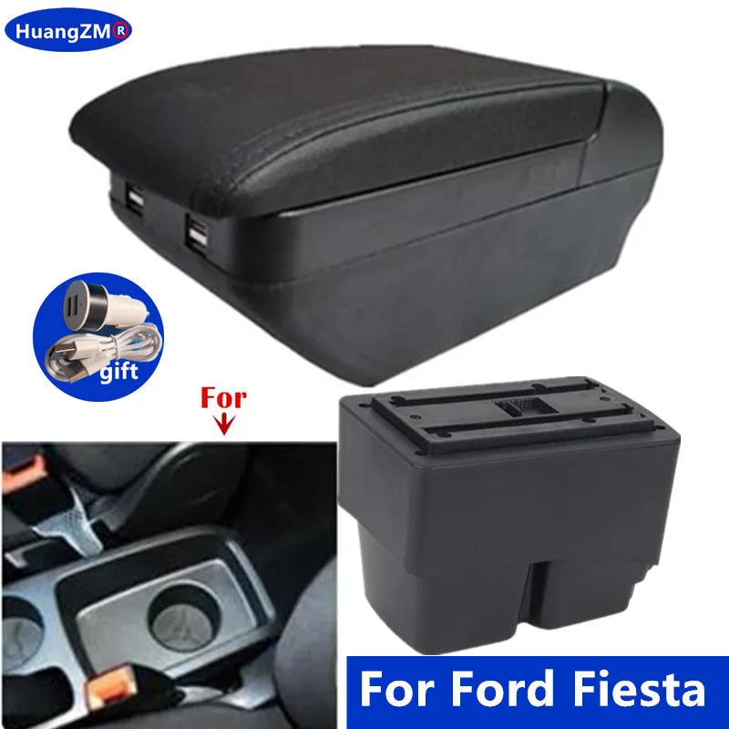 For Ford Fiesta Armrest Box For Ford Fiesta MK7 Car Armrest Storage Box 2009-2017 Dedicated Retrofit Interior Car Accessories