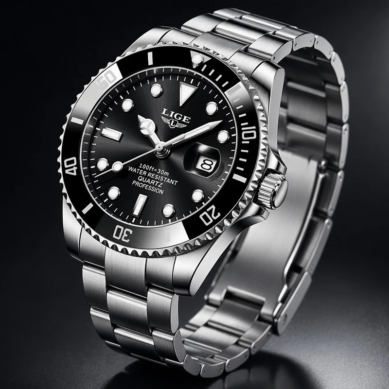 

LIGE Fashion Top Brand Luxury Mens Watches Casual Business Watch Men Waterproof Chronograph Quartz Wristwatch Clock Reloj Hombre