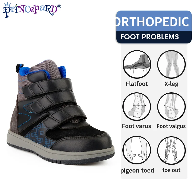 PRINCE PARD High Top Children's Boots Orthopedic Shoes with Arch Support Corrective Insole for Girls And Boys Clubfoot Footwear