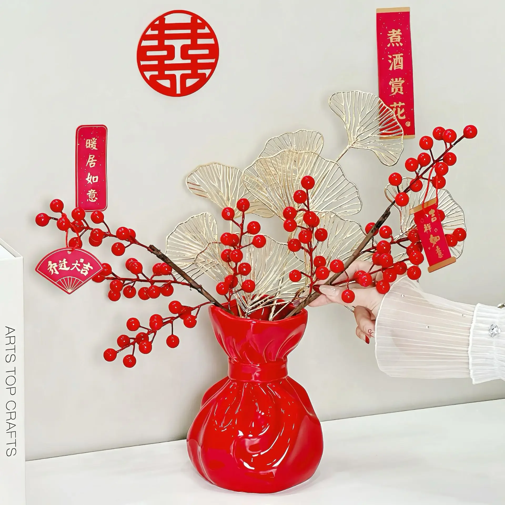 Ceramic Vase Ornament, Dried Flowers Vases Living Room Homestay Wine Cabinet, Home Decor New Year's Wedding Decoration Gifts