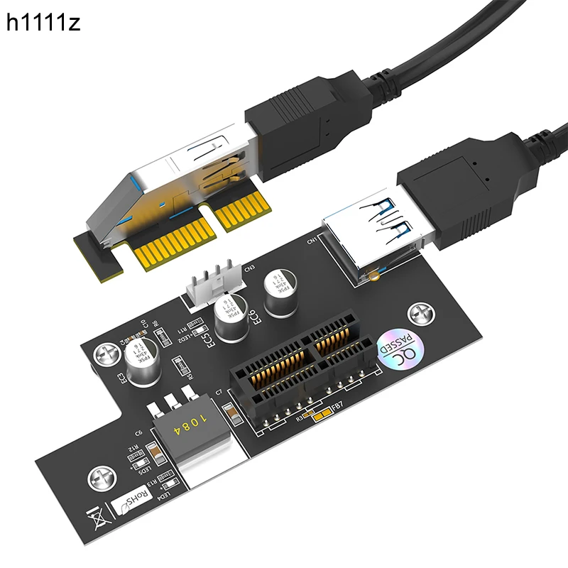 Cable extensor PCIE X1 USB 3,0, PCI-E, PCI Express 1X a 1X, tarjeta elevadora, indicador LED de potencia SATA con almohadillas magnéticas para los pies para minería