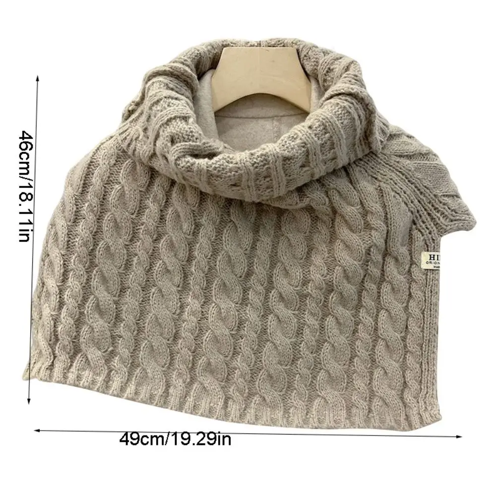 Simple Solid Color High Collar Shawl Twist Warm Knitted Shawl Wraps Scarf Accessories Neck Wraps Girl