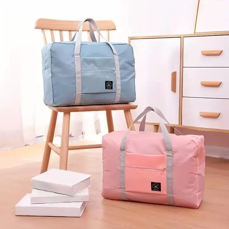 Foldable Travel Duffle Bag Large Capacity Nylon Carry On Handbag Lightweight Multifunctional Storage Tote for Airplane Weekend