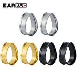 EARKUO Fashion Simple Design Stainless Steel Ear Gauges Piercing Body Jewelry Earring Expanders Stretchers 2PCS 6-30mm