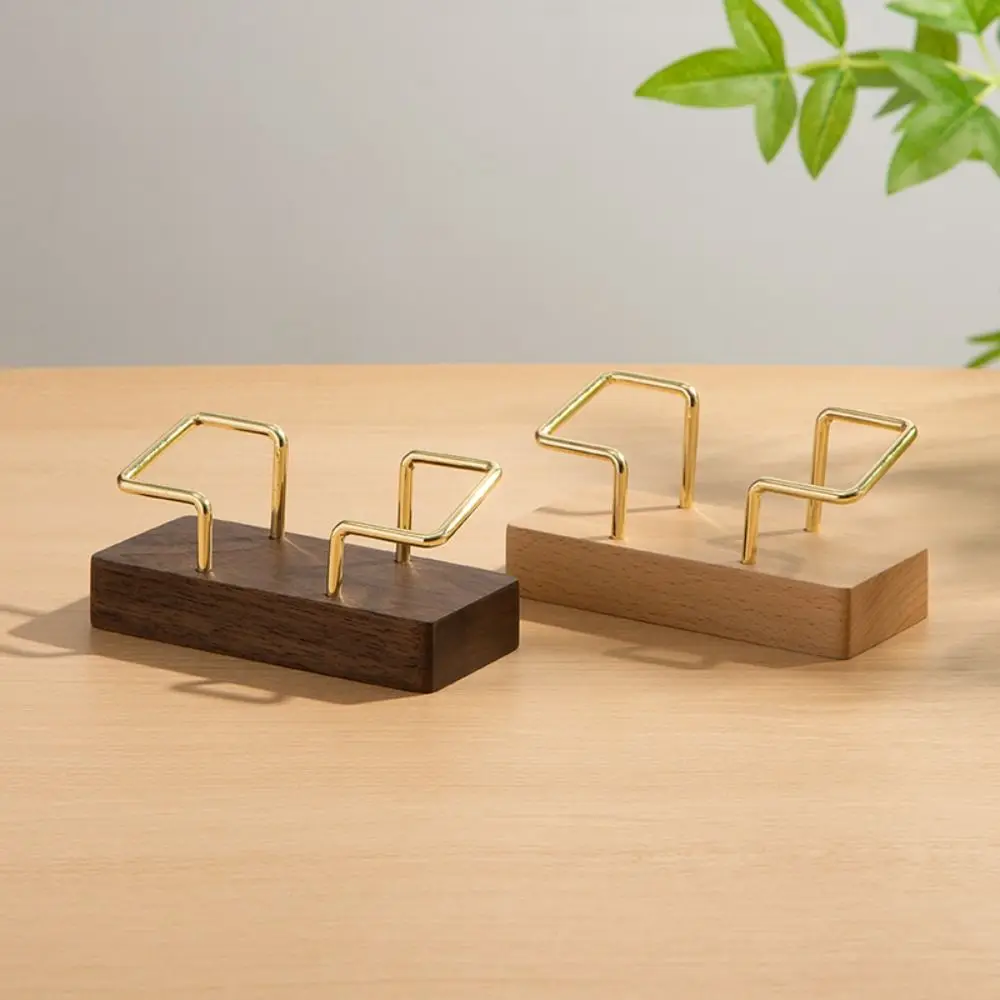 Tabletop Shelf Business Card Holder Walnut Wood Beech Wood Wooden Card Holder Card Storage Metal Cards Display Stand High-End