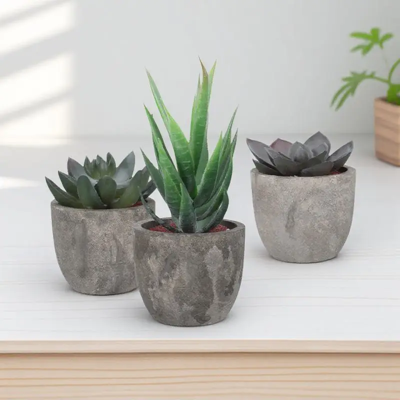 

3pcs Artificial Succulent Plants Simulation Decorative Faux Plastic Fake Succulent No Water Needed For Office Home Living Room