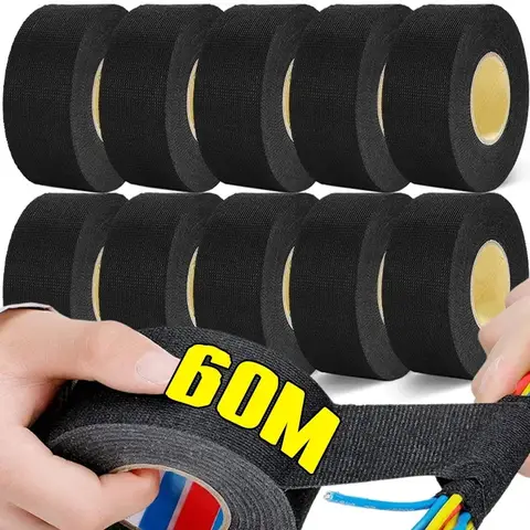 15-60M Electrical Insulation Tape Heat-resistant Retardant Tape Adhesive Cloth Fabric Tape For Car Cable Harness Wiring Loom