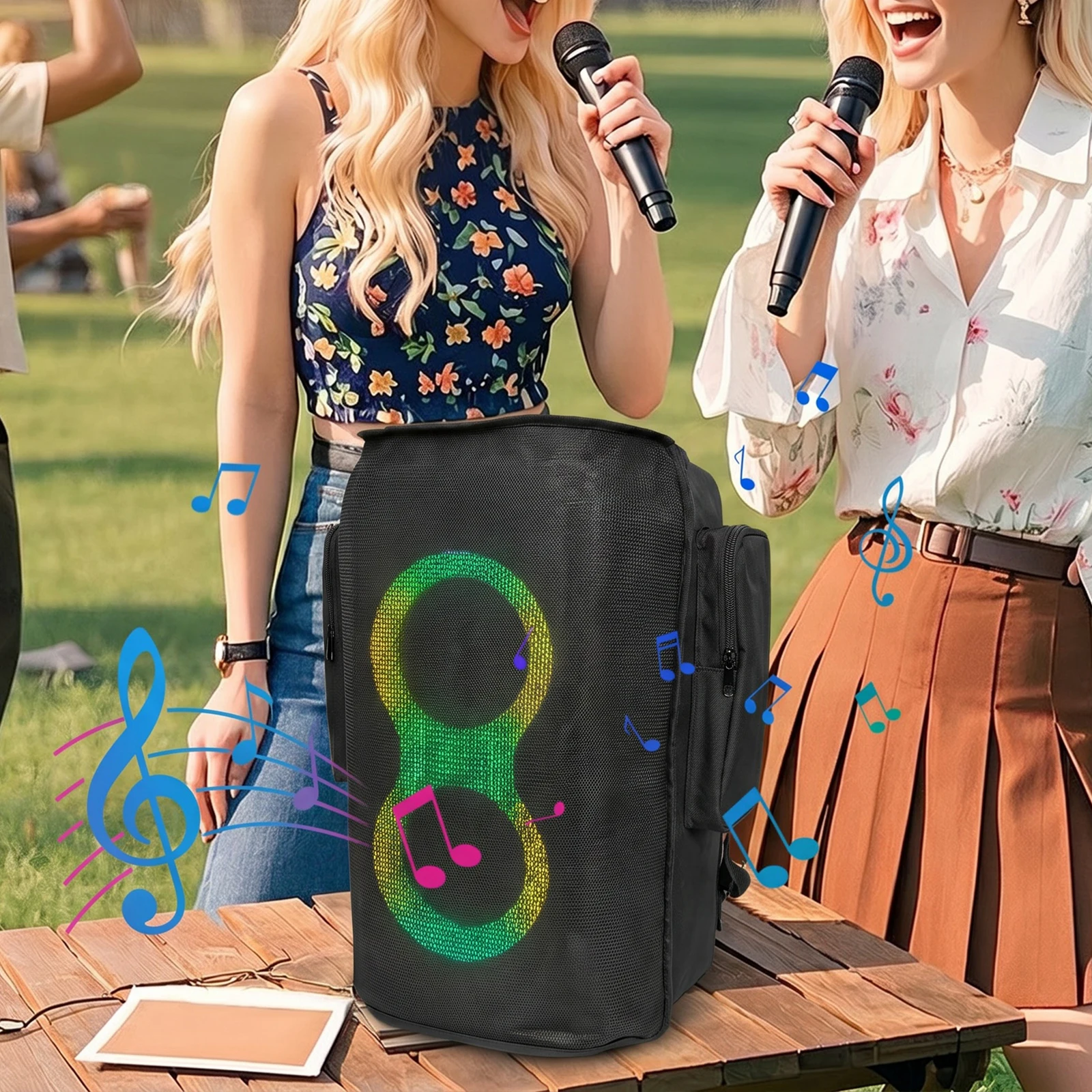 Speaker Cover Case Fits for JBL PARTYBOX 110/120 Carrying Case with Microphone​ & Accessories Pocket Multi-Window Zipper Design