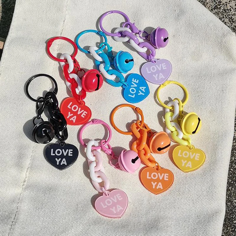 Creative Candy Color Heart Pendant Keychain Cute Small Key Ring Bag Pendant Accessories Headset Case Decor