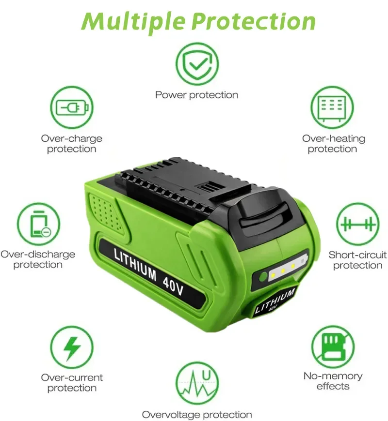 6.0Ah 40V 29472 Lithium Battery Replacement for GreenWorks G-MAX Li-ion 29462 2901319 Power Tools 24282 24252 21332