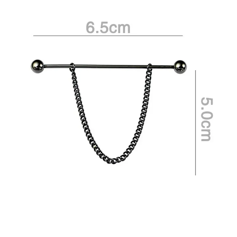 Collar Needle Round Ball One-word  Metal Chain Fringed Men\'s Brooch French Shirt Neck Corner Buckle High Quality Copper Gifts