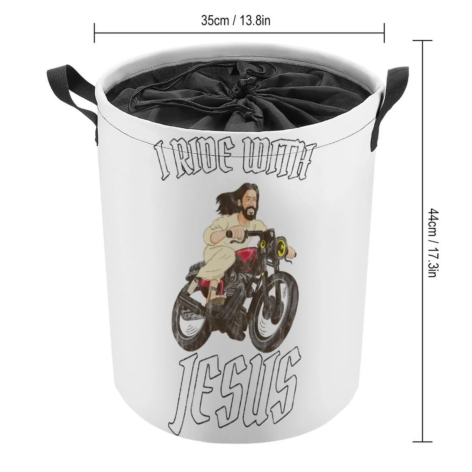 I Ride with Jesus God Tshirt for Christian Laundry Basket Storage Box Dust Proof Classic Stored Toys Super Soft Portable Outdoor