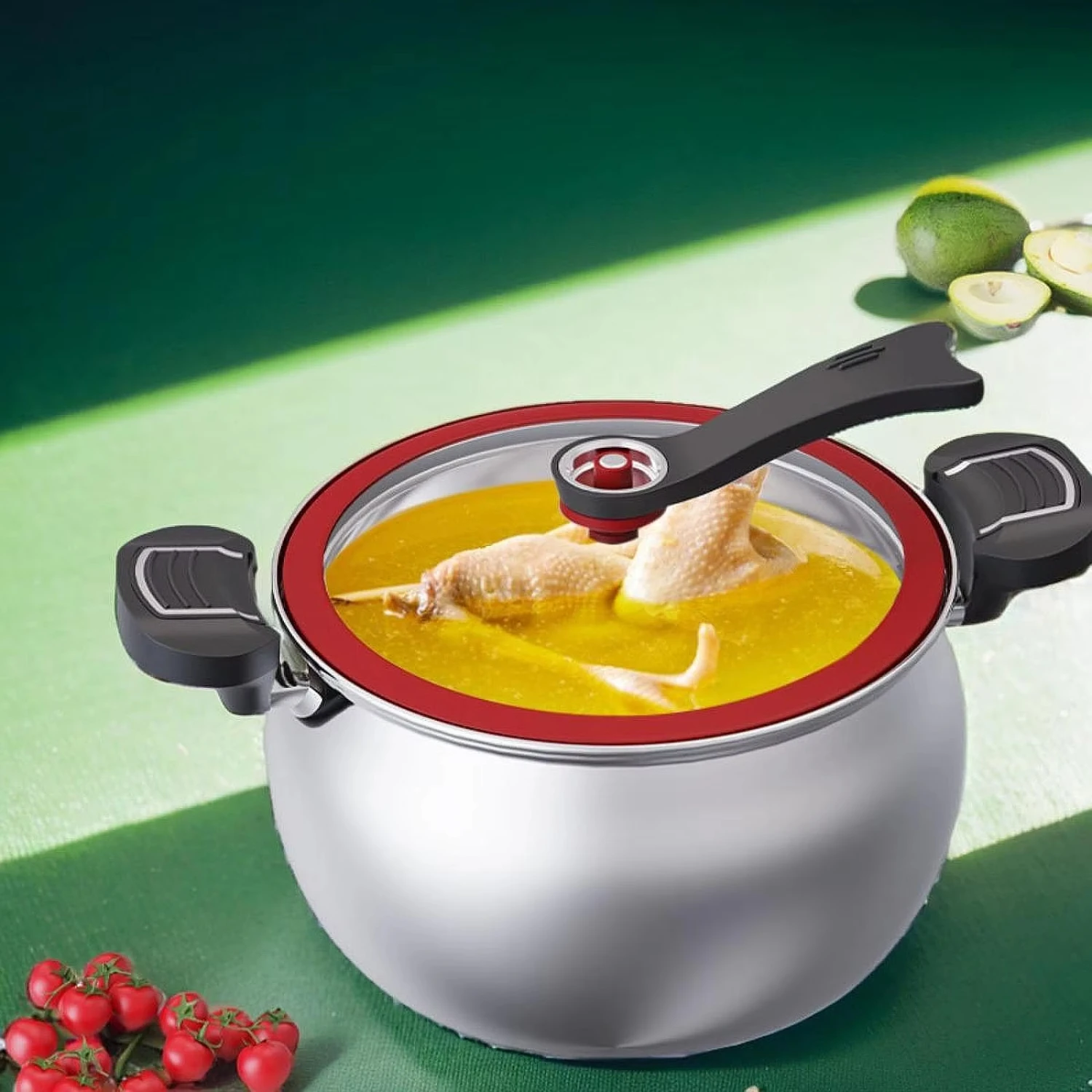 

스테인레스 스틸 압력 쿠커, 대용량 마이크로 압력 팬, 캠핑 주방, 가정용 상업 야외, 5L, 7L