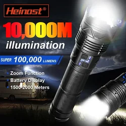 High Power Tactical Rechargeable LED Zoom Flashlight Long Range Very Powerful Lantern USB Charging Lamp Torch with Indicator