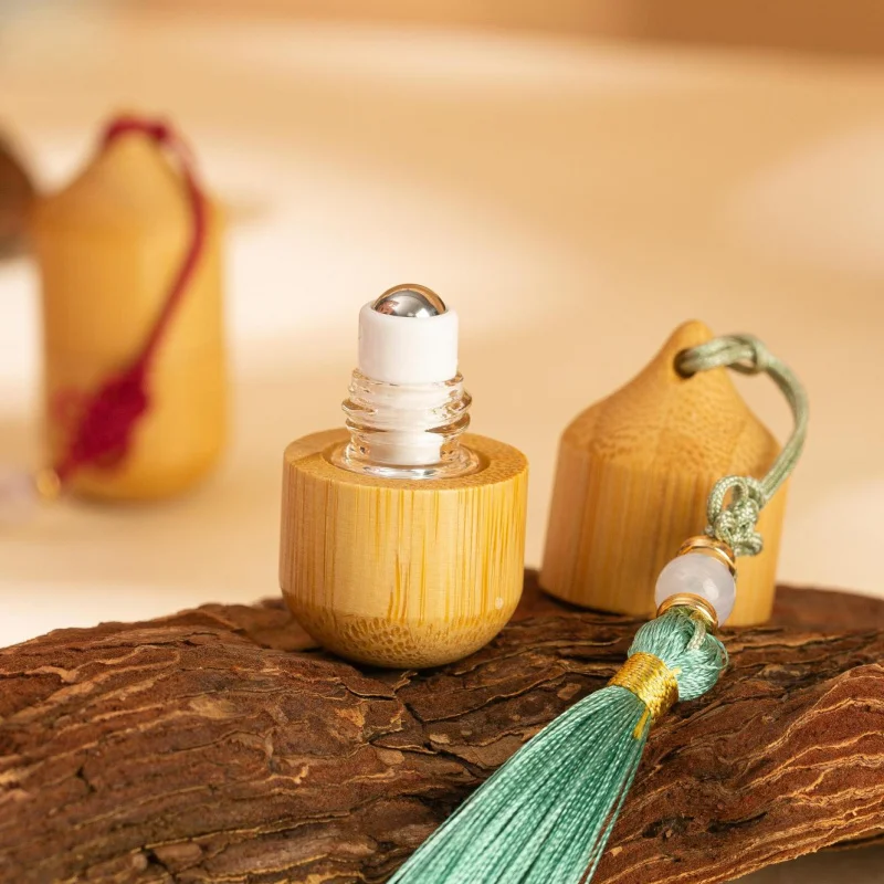 1 مل زجاجة موزع زجاجية من الخيزران للزيوت العطرية زجاجة رول-أون مقاومة للضوء لتعبئة العطور #2
