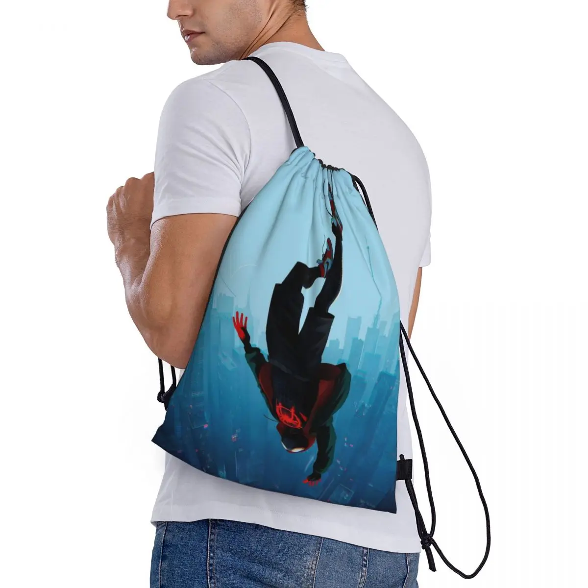 Sac à dos de voyage Spider Man avec logo personnalisé, sac à cordon de proximité, sac de rangement étudiant, sac d'école ꦫ