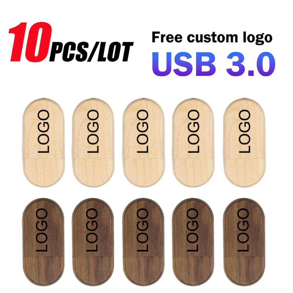 

10PCS/Lot Wood USB 3.0 Flash Drive 64GB Pen usb 128GB Pen Drives U Disk 32GB 16GB 8GB Memory Stick Free LOGO Photography Gifts