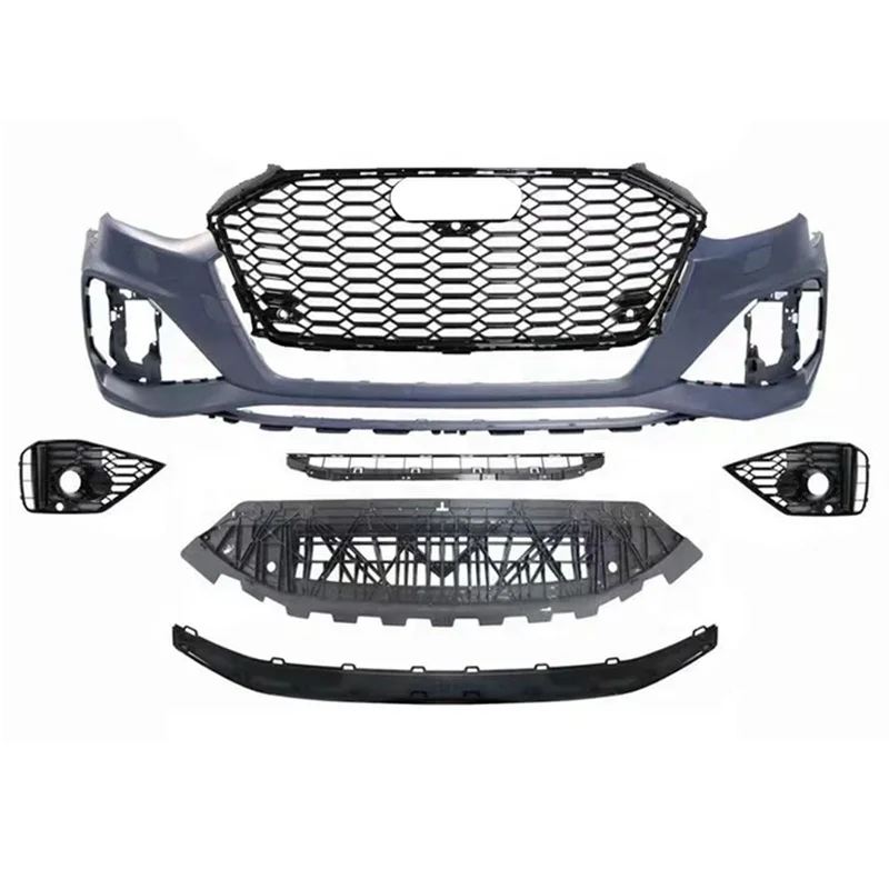 

New Upgrade A4 Refit to RS4 Front Bumper with Honeycomb Grille for audis RS4 Car Bodykit 2020-2022