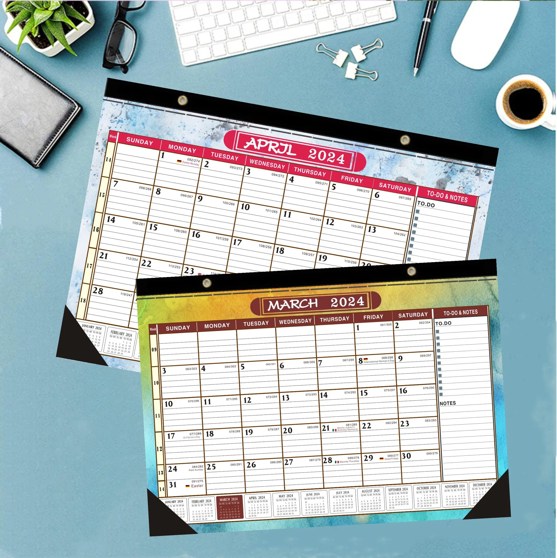 

2024.1-2025.6 18 Month Large Wall Hanging Calendar Yearly Weekly Daily Planner To Do List Agenda Schedule Organizer