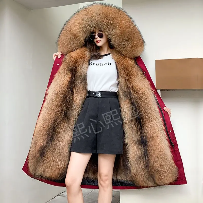 

Mink Fur Overcomes Women's Park King's Large Fur Collar Detachable Fur Inner Tank Thickened Coat Women's Park Coat