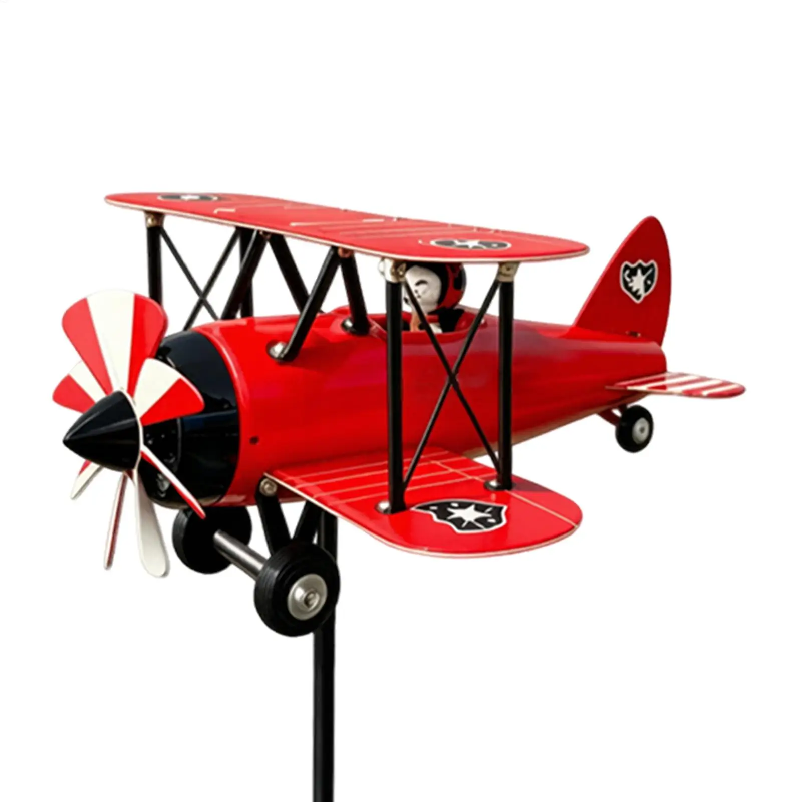 Outdoor Biplane Wind Spinners Metal Airplane Motion Wind Art Sculpture Decor For Front Yard Porch Lawn Flower Bed Holiday
